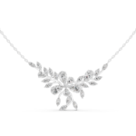 Botanical Marquise & Pear Diamond Floral Spray Statement Necklace