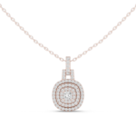 Magnificent Cushion Double Halo Diamond Pendant Necklace