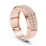 Double Row Diamond Men's Band Ring